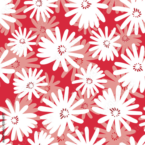 Seamless floral pattern based on traditional folk art ornaments. Colorful flowers on color background. Scandinavian style. Sweden nordic style. Vector illustration. Simple minimalistic pattern © Alla