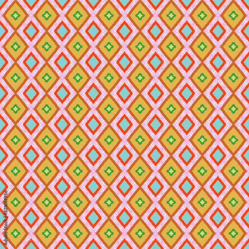 line and geometric ethnic ikat seamless fabric textile pattern background, fashion decor illustration art colorful wallpaper and cover style 