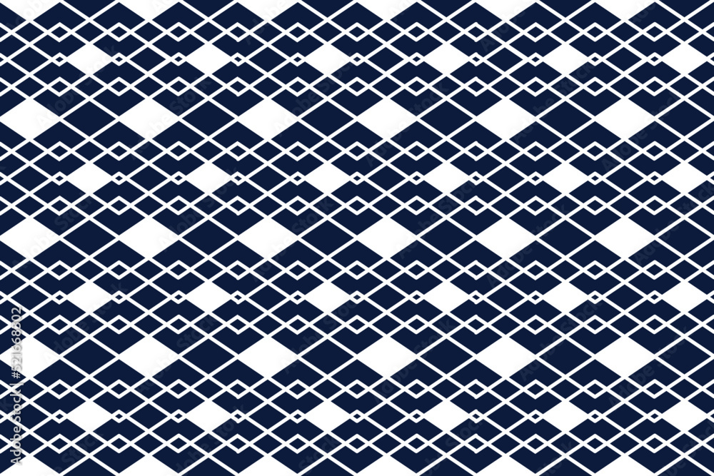  seamless pattern with rhombus and geometric ornaments on blue backdrop