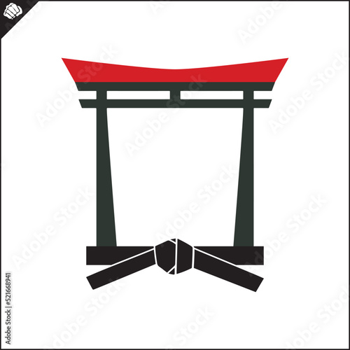 Karate high kick emblem martial art symbol design.