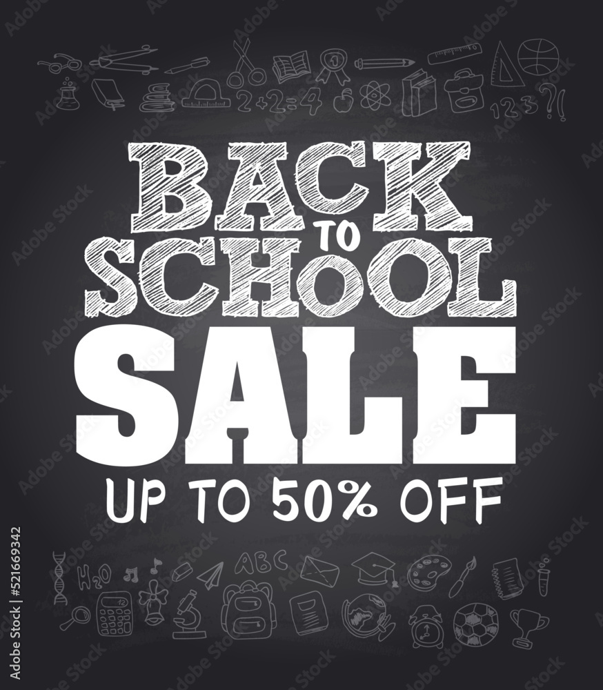 Back to school sale 50 % discount poster