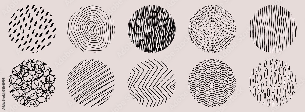 Abstract circle pattern design big vector illustration set in black and