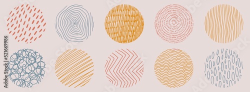 Stampa su tela Abstract circle pattern design big vector illustration set in yellow pink and bl