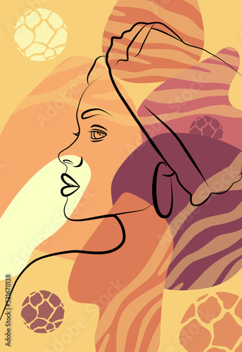 Beautiful African woman. Wall art in the style of Pop art.