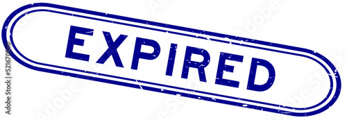 Grunge blue expired word rubber seal stamp on white background