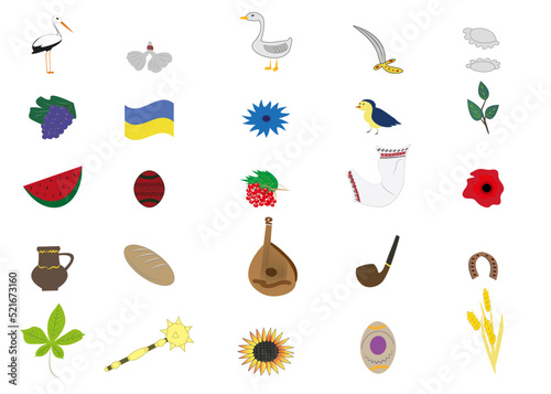 Ukrainian symbols icons 