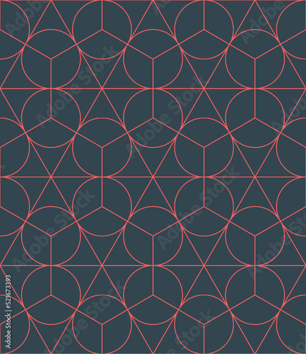 Sacred Geometry Complexity Structure Outline Seamless Pattern Vector Abstract Background. Conceptual Cyberspace Linear Structure Repetitive Wallpaper. Line Art Graphic Endless Futuristic Illustration