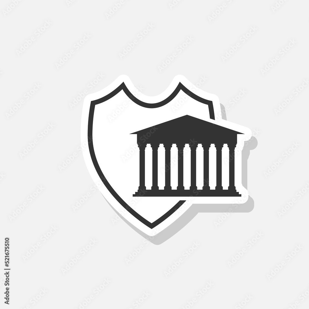 Bank shield sticker icon isolated on white