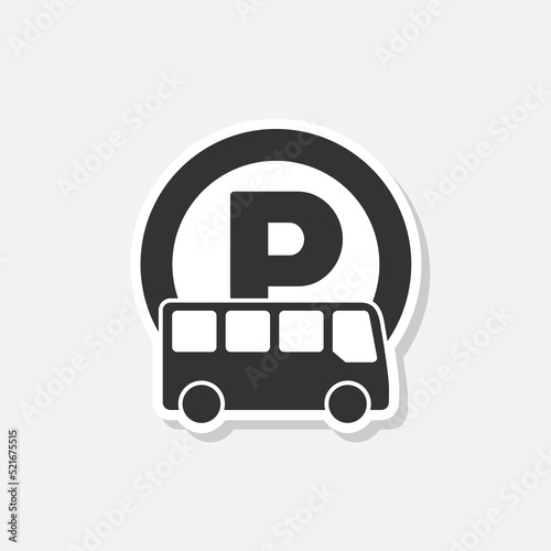 Bus parking sticker icon for web design isolated on white background