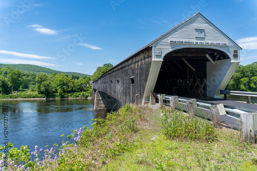 Cornish-Windsor Covered Bridge. Built in 1866, longest two-span covered bridge. Site of General Lafayette's crossing. Crosses Connecticut River between Cornish, New Hampshire, and Windsor, Vermont. photo
