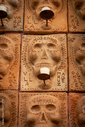 A clay skull at a mexican street