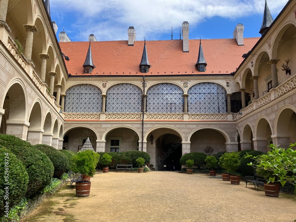 Courtyard of Zleby Castle in Czech Republic