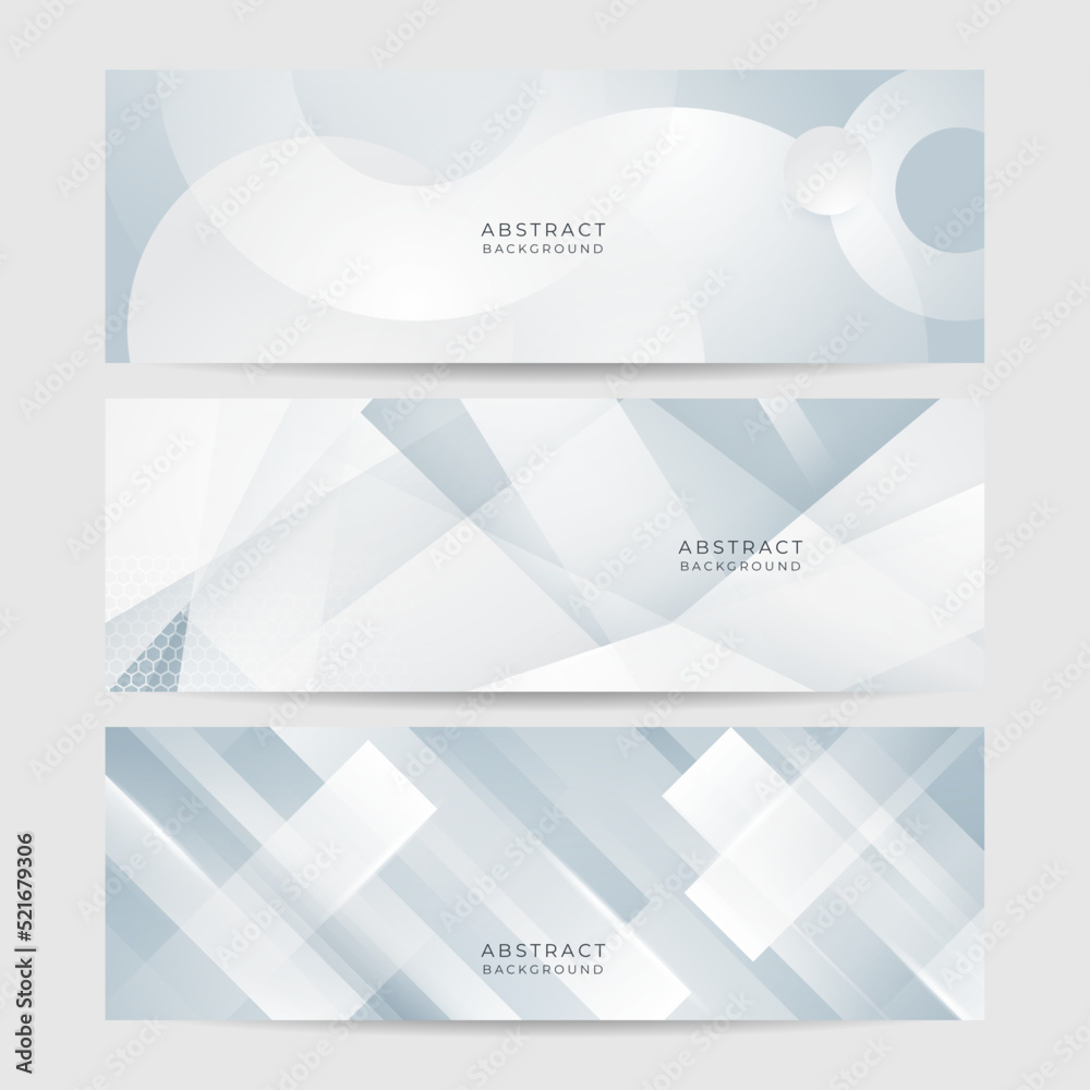 Fototapeta premium White abstract banner. Modern elegant white gray banner with creative design and shiny lines. Minimal vector stripes design. Simple texture graphic element. Vector abstract pattern background template