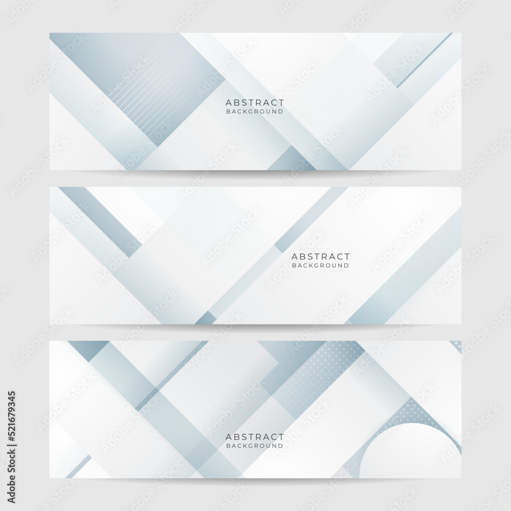 Fototapeta premium White abstract banner. Modern elegant white gray banner with creative design and shiny lines. Minimal vector stripes design. Simple texture graphic element. Vector abstract pattern background template