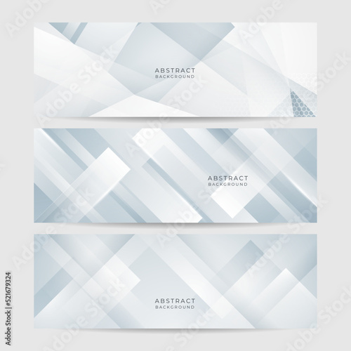 White abstract banner. Modern elegant white gray banner with creative design and shiny lines. Minimal vector stripes design. Simple texture graphic element. Vector abstract pattern background template