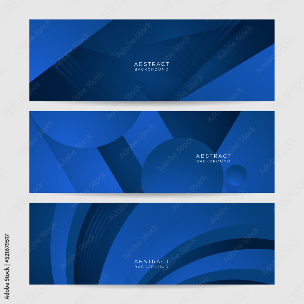 Fototapeta premium Modern abstract gradient dark navy blue banner. Minimal geometric dark blue light banner background abstract design. Vector abstract graphic design banner pattern background template.