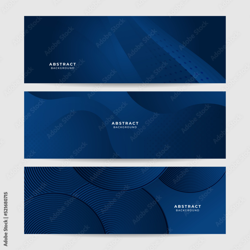 Modern dark blue banner geometric shapes corporate abstract technology background. Vector abstract graphic design banner pattern presentation background web template.