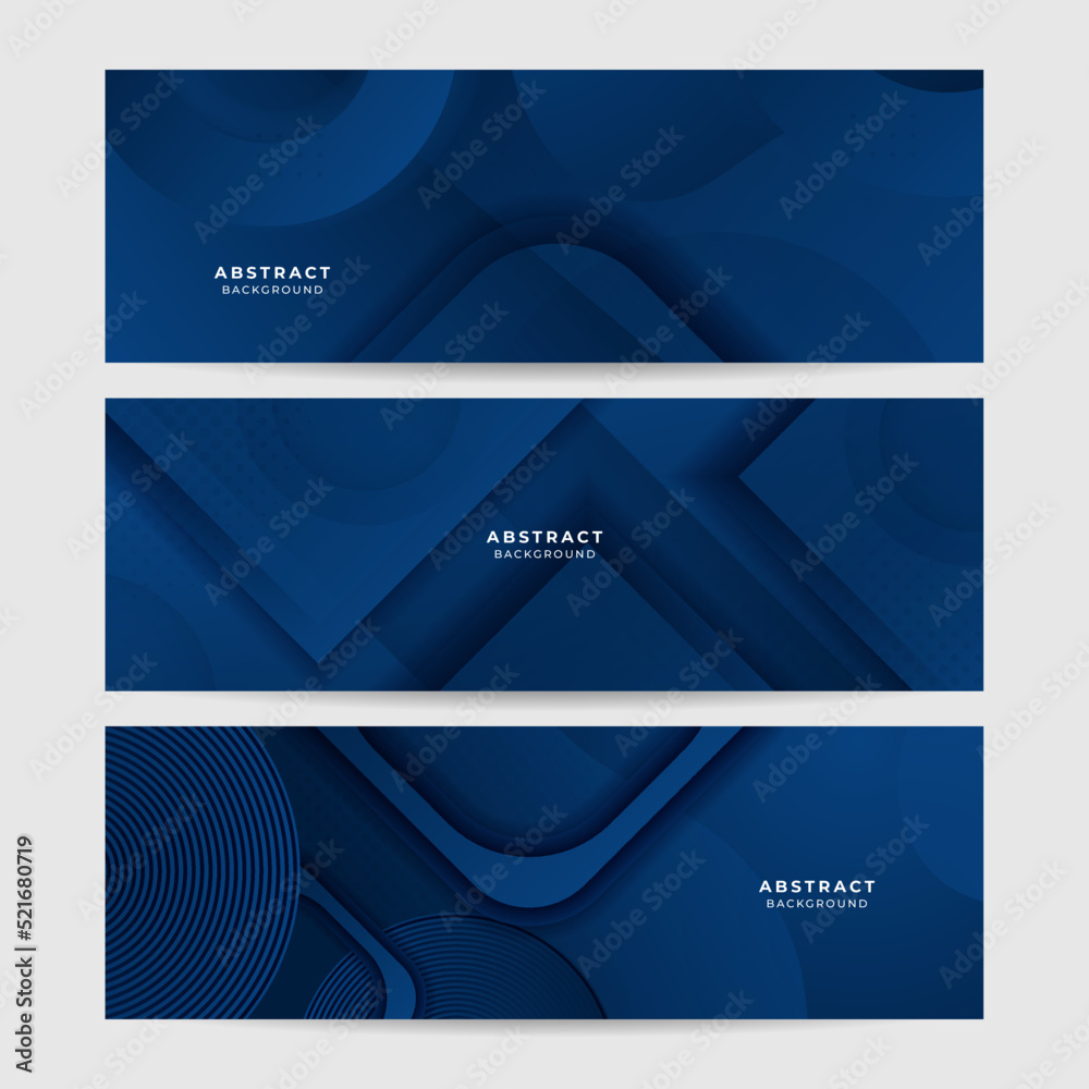 Modern dark blue banner geometric shapes corporate abstract technology background. Vector abstract graphic design banner pattern presentation background web template.