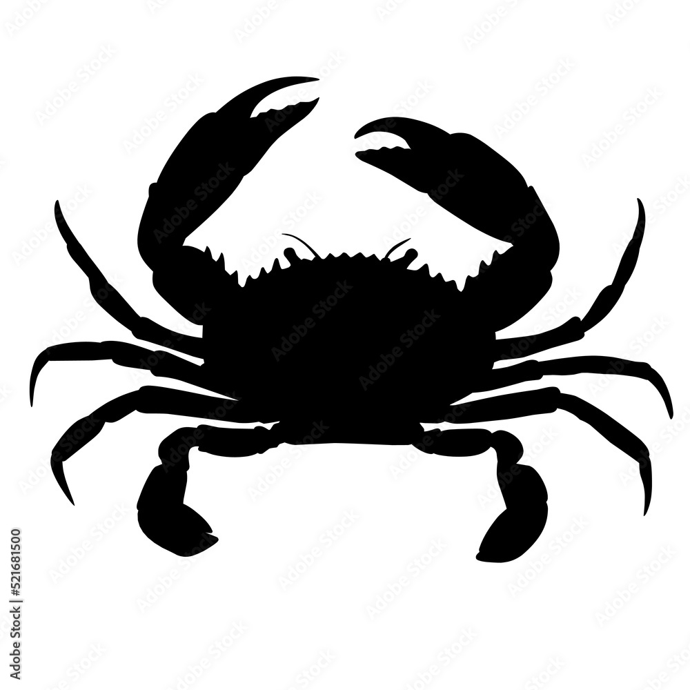 Silhouette illustration crab isolated on white Stock Vector | Adobe Stock