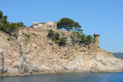 Closeup view of Tossa fortress from the sea, Catalonia.