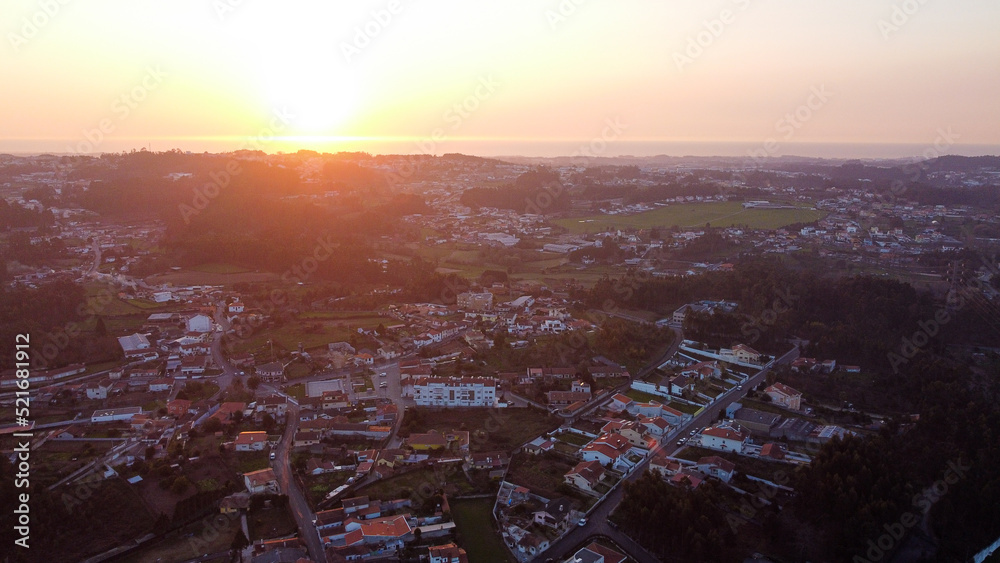 Vista aérea de drone sobre Argoncilhe, Santa Maria da Feira (Portugal)