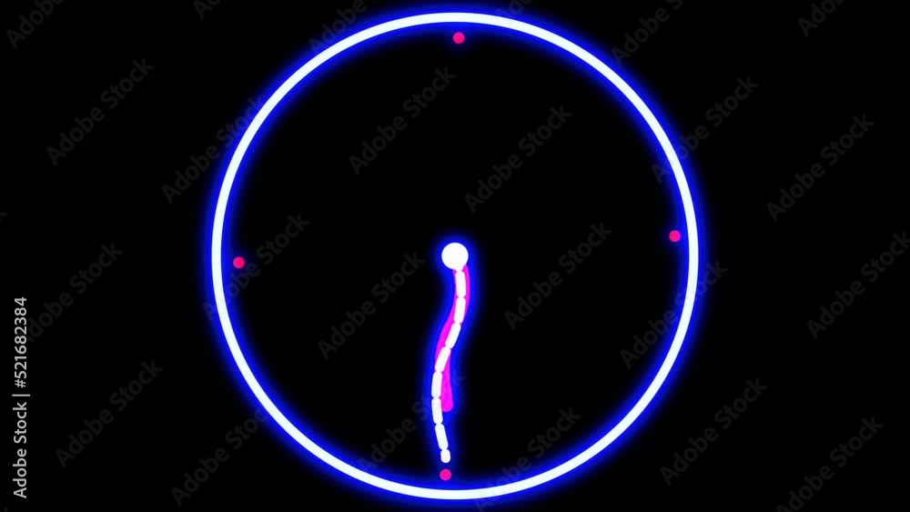 abstract digital analog technology clock. Beautiful template tempo wall clock video animation with effect.