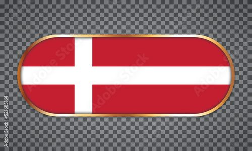 vector illustration of web button banner with country flag of Denmark