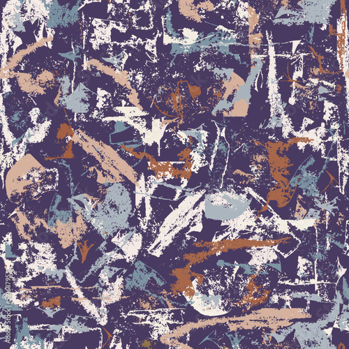 Vintage shabby purple background, chaotic seamless vector pattern for fabric and tile