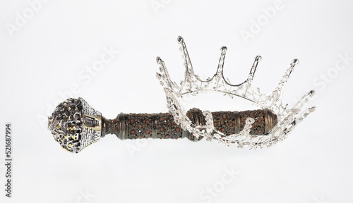 crown and scepter isolated on white background