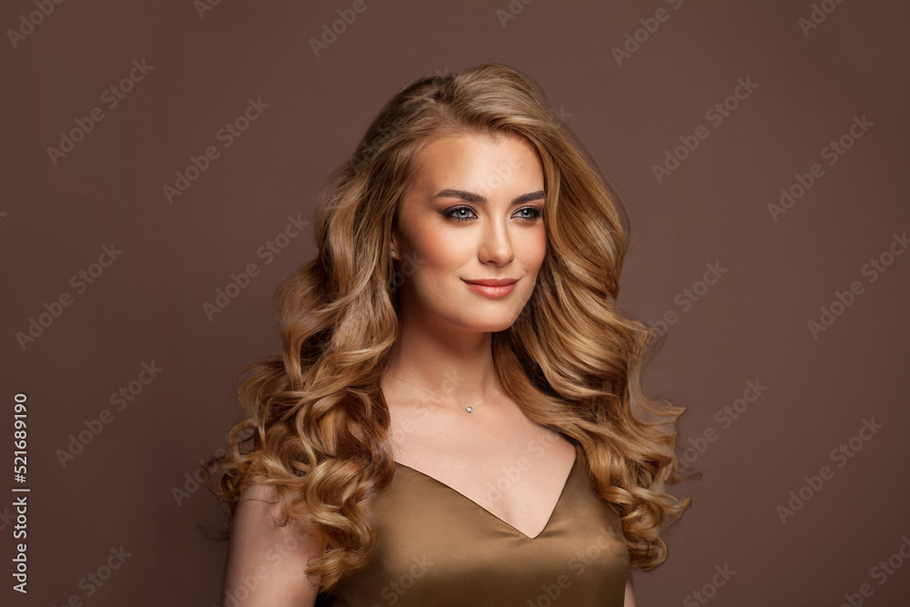 Cute female model with long healthy hair, perfect beuty makeup, young woman fashion portrait Cute female model with long healthy hair, perfect beuty makeup, young woman fashion portrait