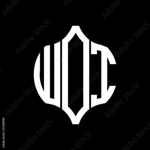 WOI letter logo. WOI best black background vector image. WOI Monogram logo design for entrepreneur and business.
 photo