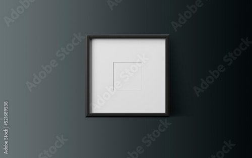 Simple Black Wooden Frame Isolated on Dark Background