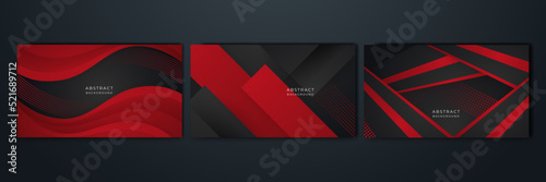 Black and red abstract background. Abstract black grey metallic overlap red light hexagon mesh design modern luxury futuristic technology background vector illustration.
