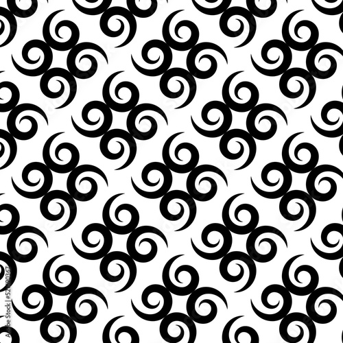 Black and white seamless pattern national, tribal ornament. Vector design. Abstract pattern with spirals.