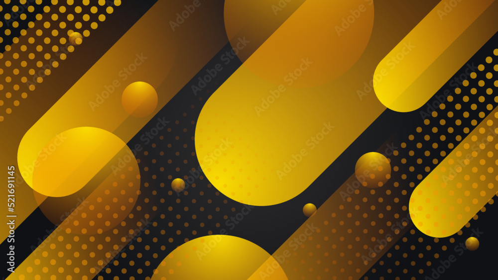 Abstract yellow orange and black background with geometric shapes ...