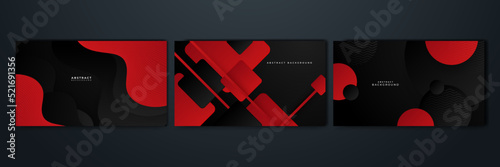 High contrast red and black glossy stripes. Abstract tech graphic background design. Vector corporate background. Vector illustration.