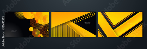 Abstract technology template geometric diagonal overlapping separate contrast yellow and black background.
