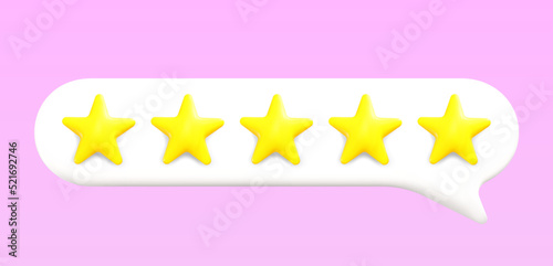 Reviews rating 5 out of 5 stars with window. Service rating concept. Vector 3D star