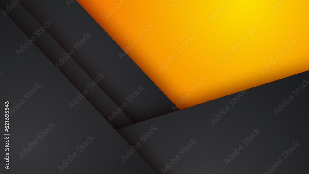 Modern black and yellow golden color shape overlap pattern on dark background with shadow. Abstract trendy color geometric shape with copy space. Futuristic and technology concept. Vector illustration Modern black and yellow golden color shape overlap pattern on dark background with shadow. Abstract trendy color geometric shape with copy space. Futuristic and technology concept. Vector illustration