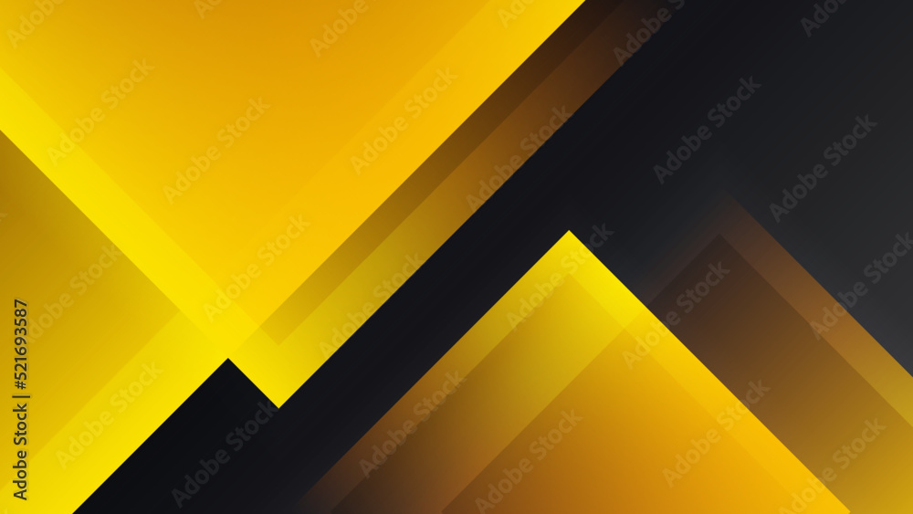 Modern black and yellow golden color shape overlap pattern on dark background with shadow. Abstract trendy color geometric shape with copy space. Futuristic and technology concept. Vector illustration Modern black and yellow golden color shape overlap pattern on dark background with shadow. Abstract trendy color geometric shape with copy space. Futuristic and technology concept. Vector illustration