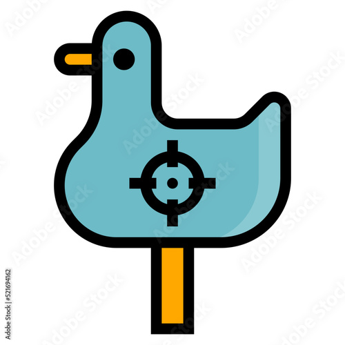 Duck shooting carnival - filled outline icon