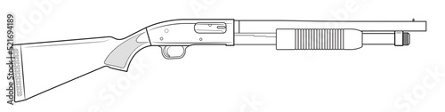 Photo Vector illustration of the most famous, traditional, pump-action shotgun on a wh