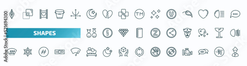 set of 40 special lineal shapes icons. outline icons such as skull and dagger, islamic moon, undelined, characters, net contents, windshield defrost, wedding night, non recyclable, oval speech