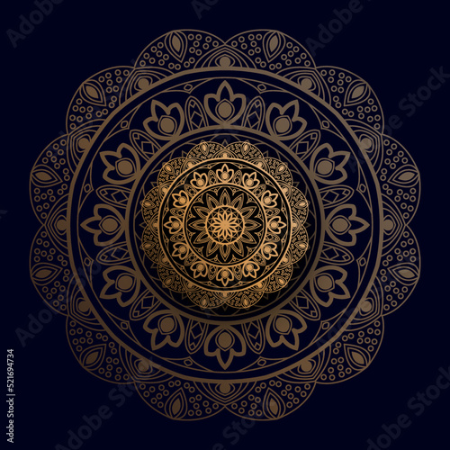 Luxury ethnic mandala background with glossy golden gradient effects © PixelBook