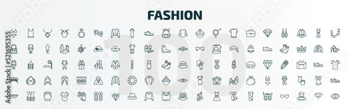 set of 100 special lineal fashion icons set. outline icons such as swimwear, pair of mittens, long sleeves, general helmet, diadem, gym belt, belt pouch, pair sandals, man printing, samurai helmet