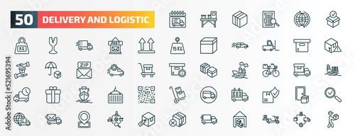 Obraz na plátne set of 50 special lineal delivery and logistic icons