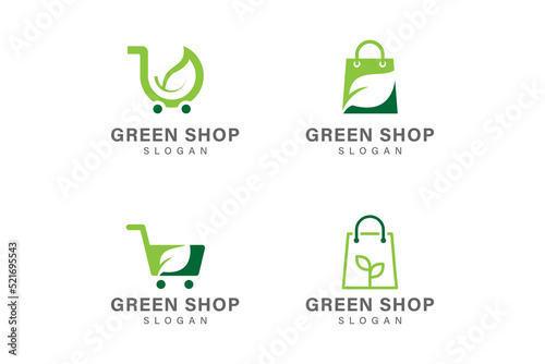 Green shop or fresh shop logo collection