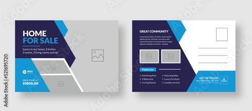 Real Estate Postcard Vector Template, postcard template design, Professional Real Estate Postcard, print ready