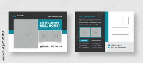 Real Estate Postcard Vector Template, postcard template design, Professional Real Estate Postcard, print ready