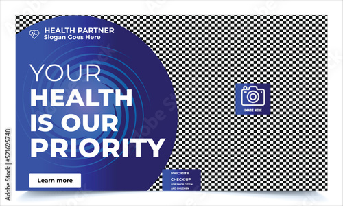 Medical healthcare you tube thumbnail and web banner template for hospital ,clinic ,dental hospital .Editable video thumbnail template.	